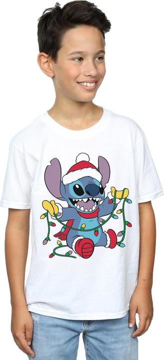 Actual product image Disney Boys Lilo And Stitch Christmas Lights T-Shirt (152, 158)