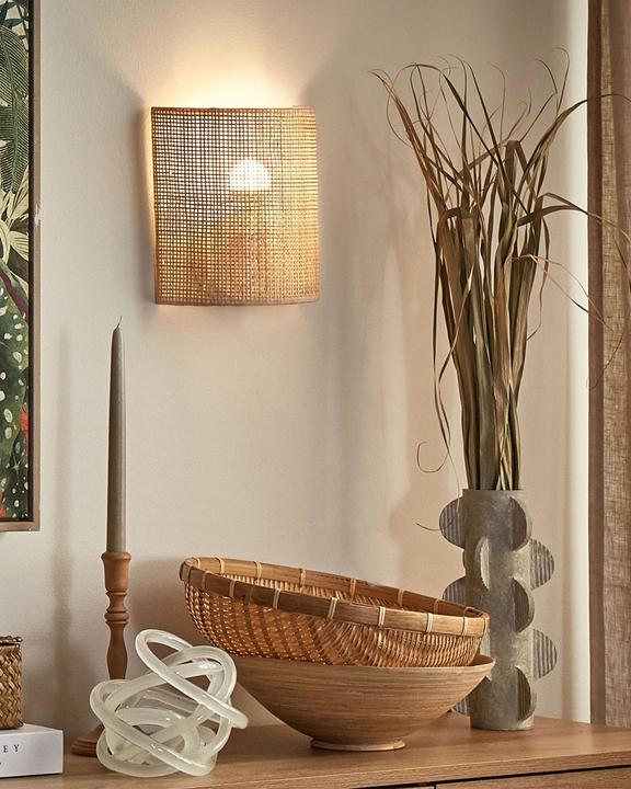 Actual product image Beliani Wall Lamp Rattan natural-coloured semicircular CARIO (E27)