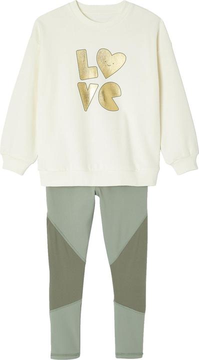 Actual product image Vertbaudet Mädchen Sport-Set: Sweatshirt mit goldener Schrift und Recycling-Polyester & Leggings (104)