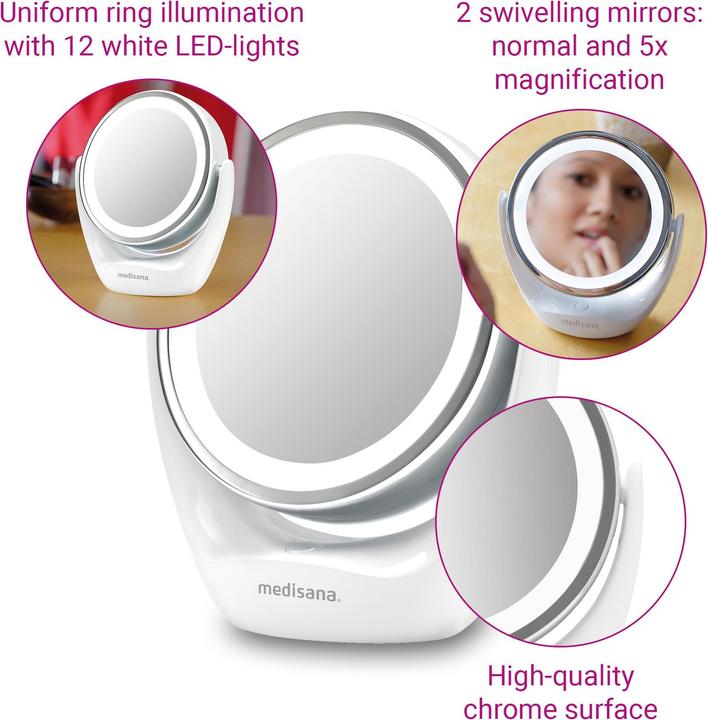 Actual product image Medisana CM 835 2in1 Cosmetic mirror, Ø 12 cm
