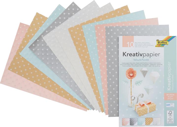 Produktbild Folia Kreativpapier Velours-Punkte (80 g/m², 1 x)