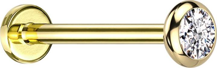 Produktbild Star Piercing Micro Threadless Labret vergoldet Scheibe abgerundet Kristall silber (ohne Messing, Titan G23)