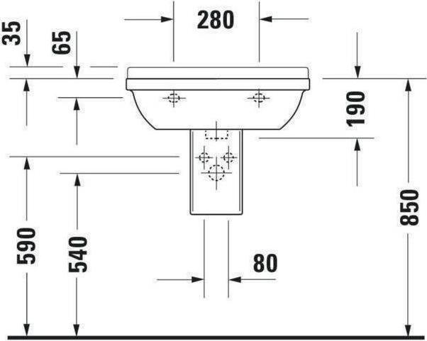 Actual product image Duravit Washbasin STARCK 3 m ÜL HLB 1 tap hole 600x450mm white WG (450 mm, 600 mm)