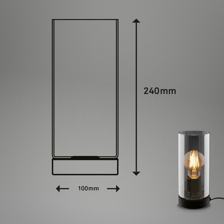 Produktbild Briloner Tischleuchte, schwarz, Rauchglas, 1xE27/max.10W (0 lm)