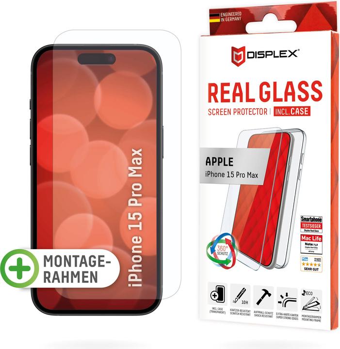 Productafbeelding Displex Real Glass, 2D Panzerglas + Handyhülle (1 Stuk, Apple iPhone 15 Pro Max)