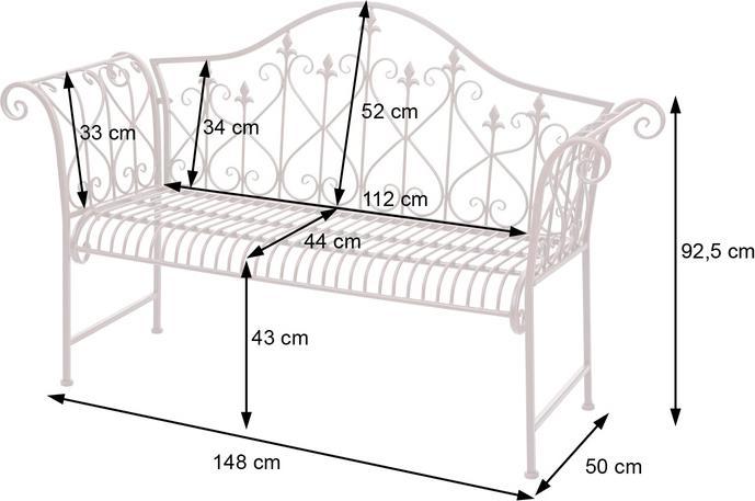 Image du produit Swisshandel24 Banc de jardin, banc de parc Banc 2 places en métal avec ornements aspect rouille brun 150cm - sans