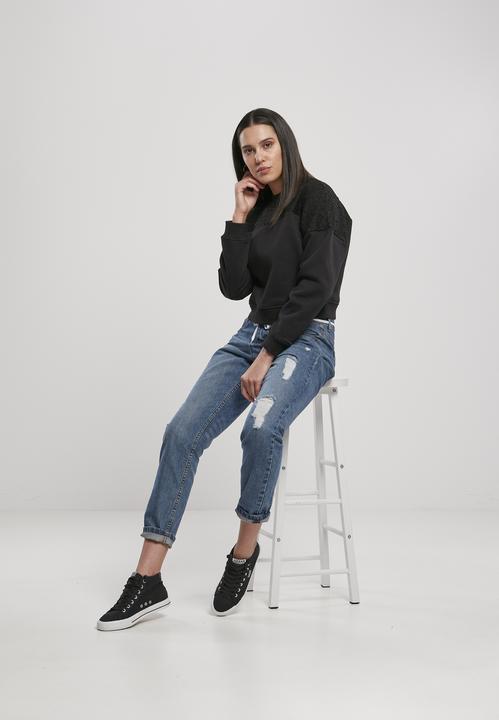 Immagine prodotto Urban Classics Girocollo corto da donna con inserto in pizzo sovradimensionato (L)