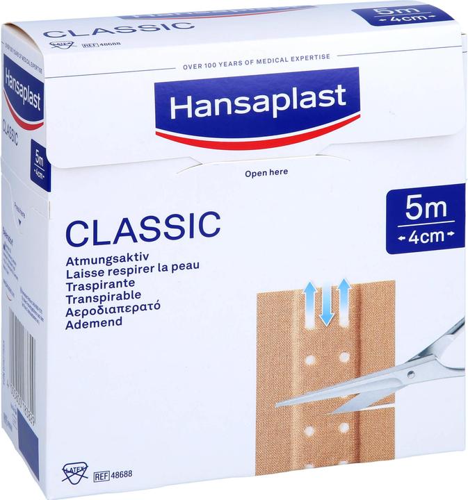 Produktbild Hansaplast Classic 5 m x 4 cm atmungsaktives Pflaster, 1 St. Pflaster (1 x)