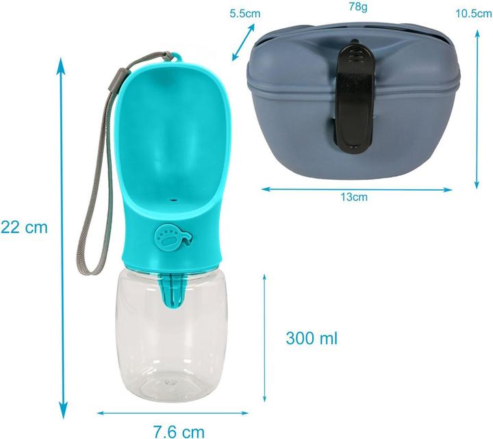 Image du produit Intirilife Kit chien bleu : sac à friandises en silicone & bouteille d'eau (Taille unique)