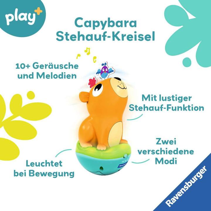 Actual product image Ravensburger 4874 play+ Musical stand-up spinning top: Capybara, Roly-Poly, stand-up male (German, English, French)
