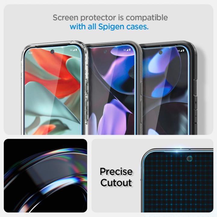 Produktbild Spigen EZ Fit Gehärtetes Glas Clear Displayschutzfolie Google Pixel 9/9 Pro 2-Pack (2 Stück, Google Pixel 9 Pro, Google Pixel 9)