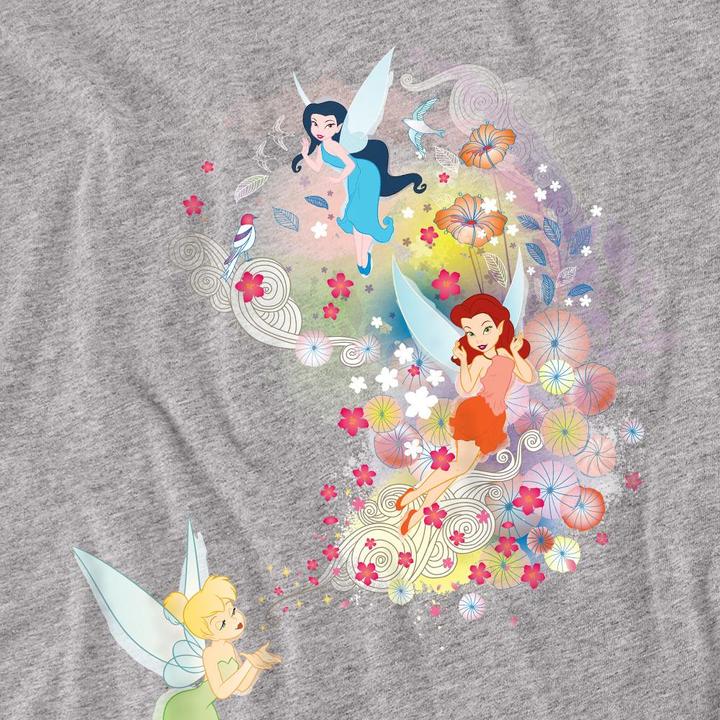 Actual product image Disney Interactive Studios Unisex Adult Fun Tinker Bell Rosetta Silvermist Floral T-Shirt (XL)