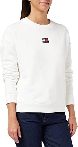 Tommy Hilfiger Damen Tjw Tommy Center Badge Crew Sweatshirts, Ecru, S (S)