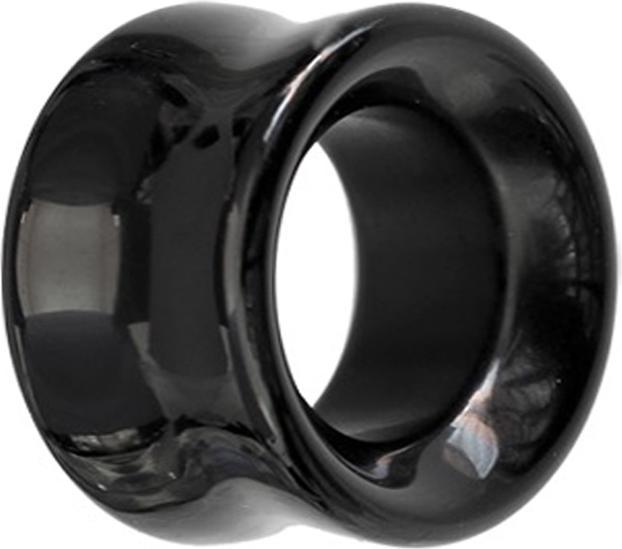 Star Piercing Flared Tunnel schwarz aus Glas (ohne Messing, Glas)