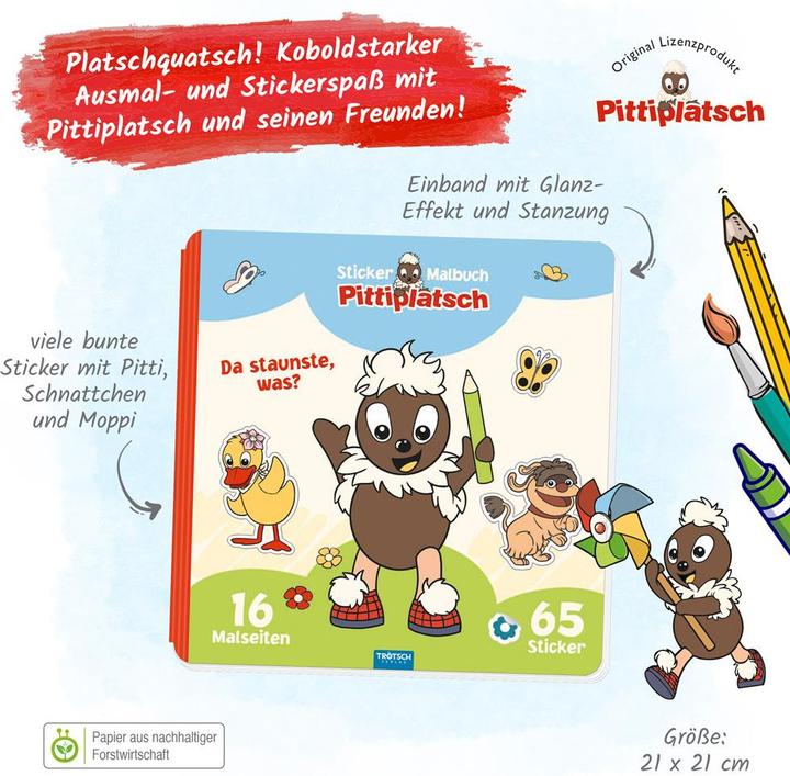 Immagine prodotto Il nostro libro da colorare di Sandman Libro da colorare con adesivi Pittiplatsch