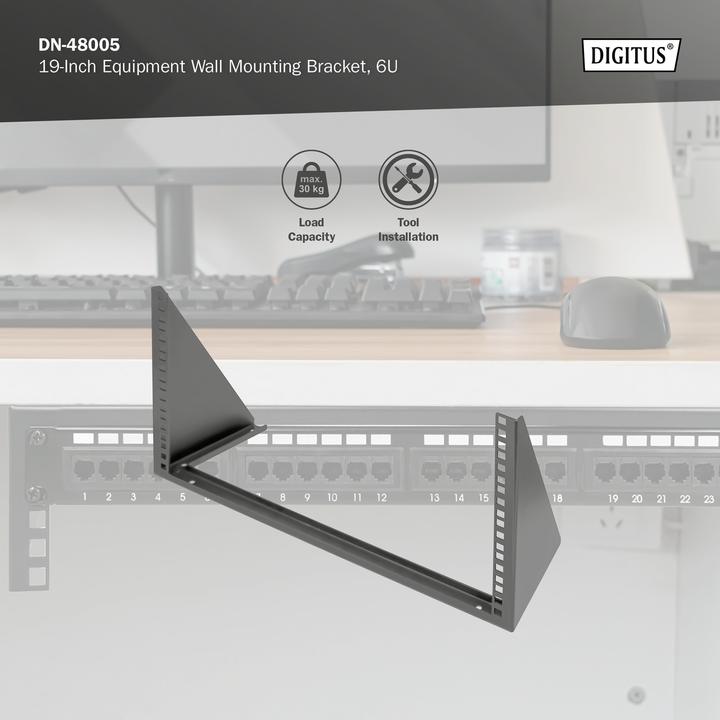 Produktbild Digitus 6HE Wandmontagerahmen, vertikal 283 x 504 x 151 mm, schwarz (10.87 HE, 19 Zoll Rack)
