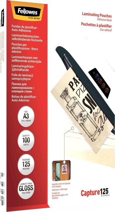Produktbild Fellowes Laminierfolie A3 125 mic selbstklebend - 100 Stüc (A3, 100 Stück, 250 µm)