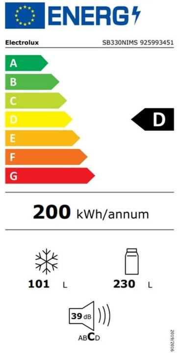 Label énergétique Electrolux SB330NIMS (328 l)