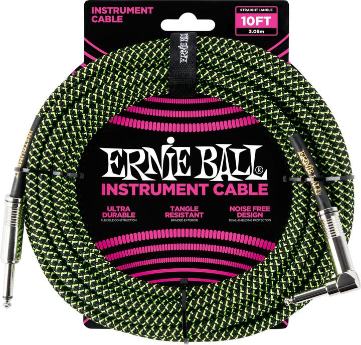 Image du produit Ernie Ball Câble d'instrument 6077 - 3.05 m, vert/noir, longueur : 3.05 (3.05 m, Spécifique à l'appareil)