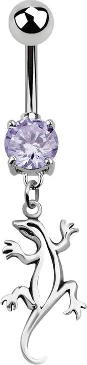 Produktbild Star Piercing Banane silber mit Anhänger Echse lavendel (ohne Messing, 925 Sterlingsilber, Chirurgenstahl 316L)