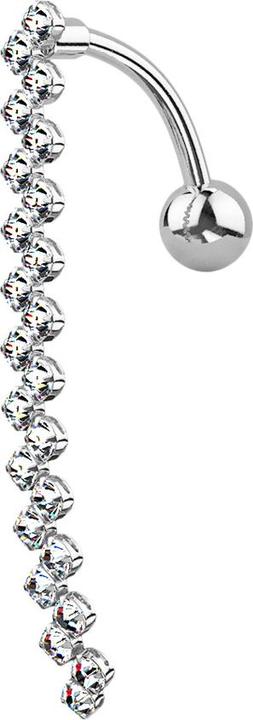Produktbild Star Piercing Banane silber mit Anhänger Zick Zack Kristall Balken (Chirurgenstahl 316L, Messing)