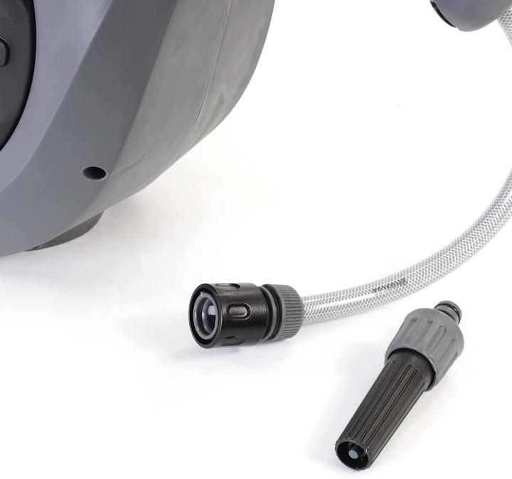 Actual product image XPOtool Hose Reel with Self-reeling-up Mechanism 15m Garden Hose for Wall Mounting for Watering (15 m)