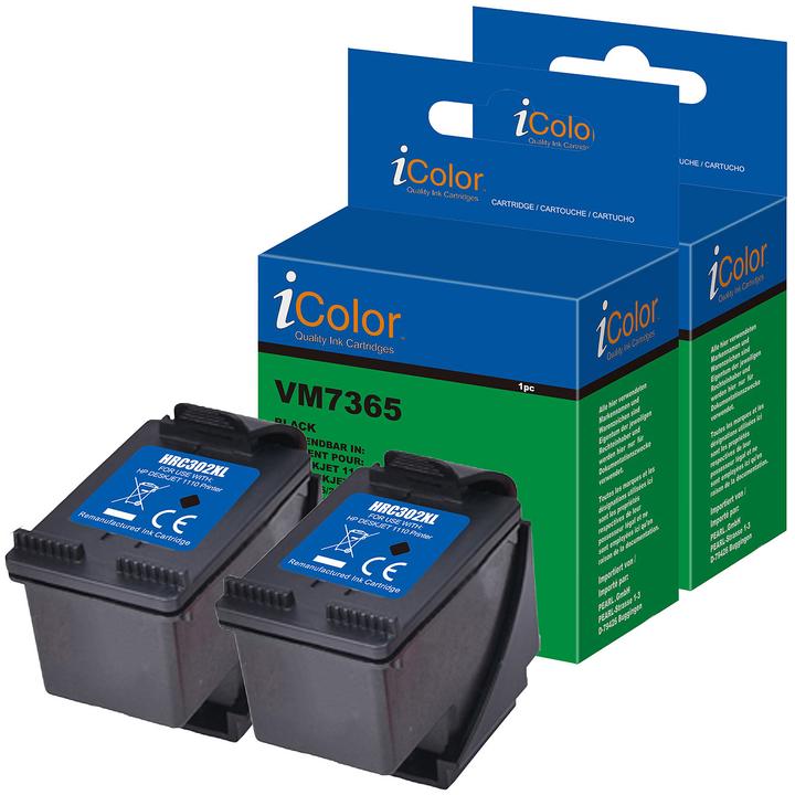 Image du produit IColor Lot de 2 cartouches d'encre pour HP F6U68AE, noir