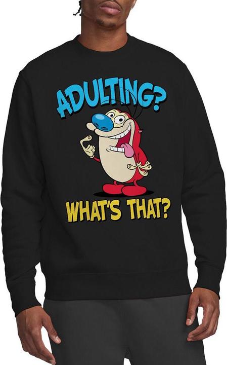 Actual product image Ren & Stimpy Unisex Adult Adulting 2 Sweatshirt (L)