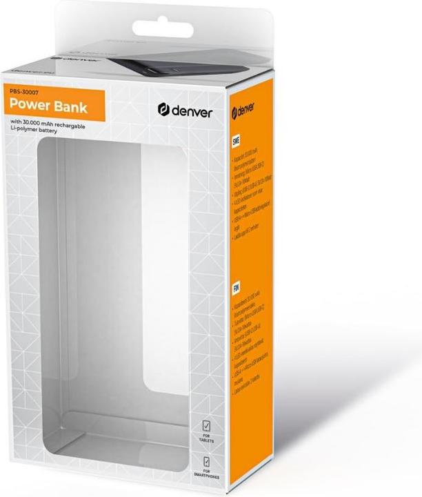 Actual product image Denver PBS-30007 (30000 mAh, 10 W, 10 Wh)