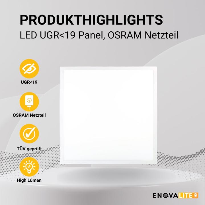 Image du produit Enovalite Panneau LED, 60x60 cm, propriété anti-éblouissement (4320 lm)