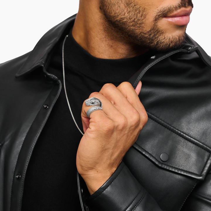 Immagine prodotto Thomas Sabo Schlangenring mit schwarzen Steinen Silber (60, 925 Argento)