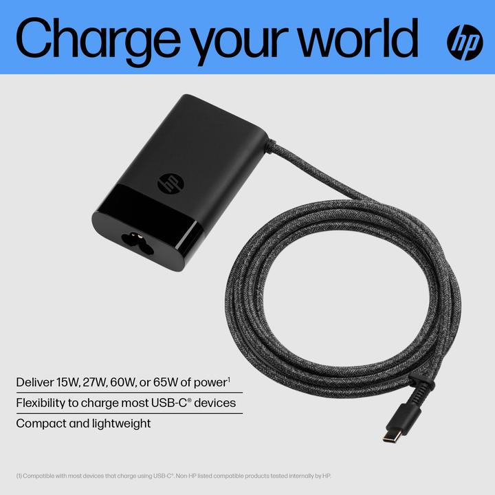 Productafbeelding HP 65W USB-C Laptop Oplader EURO (65 W)
