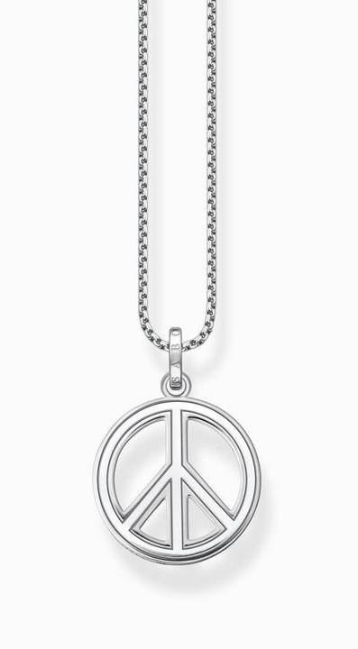 Produktbild Thomas Sabo Halskette mit Anhänger Peace Zeichen mit Bunten Steinen Silber Geschwärzt (925er Silber, 50 - 55 cm)