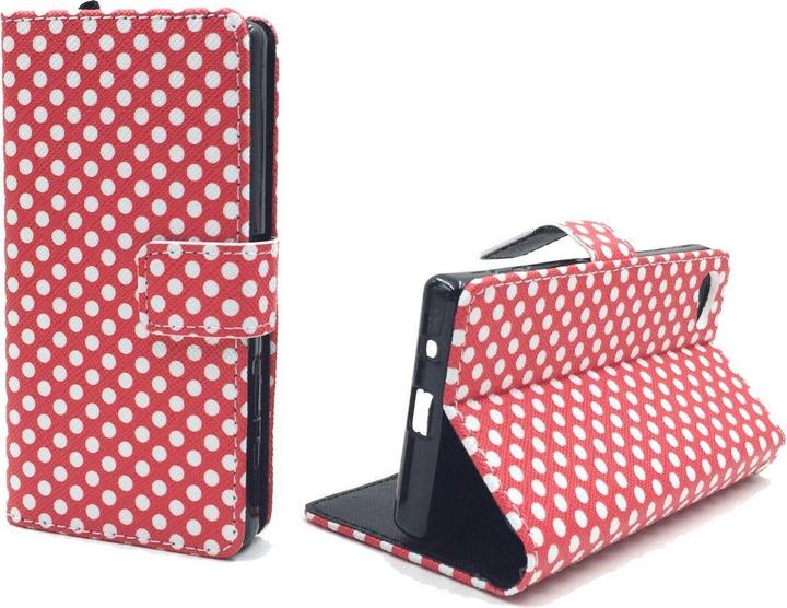 Produktbild König Design Schutz Hülle für Sony Xperia Z5 Compact Polka Dot Rot Tasche Case + 1 Panzer Schutz Glas (Sony Xperia Z5 Compact)