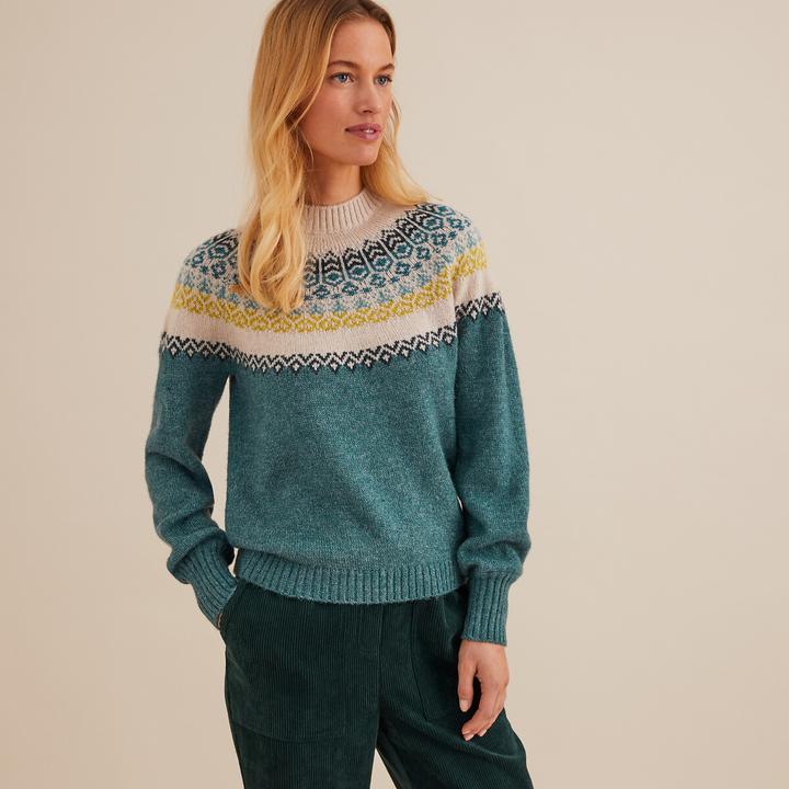 Actual product image Anne Weyburn Grobstrickpullover mit Stehkragen und Jacquardmuster (42)