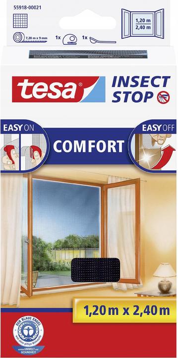 Actual product image tesa Insect screen COMFORT for windows, with Velcro tape, self-adhesive, without drilling (120 x 240 cm)