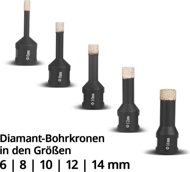 Produktbild Stahlwerk Diamant-Bohrkronen 5er Set 6-14 mm M14 für Winkelschleifer (6 - 14 mm)