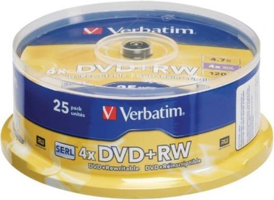 Image du produit Verbatim DVD+RW, 4x, 4.7GB, 25 broches (25 x)