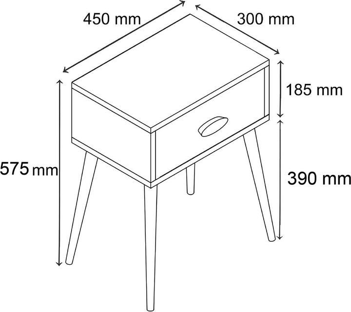 Produktbild VCM Nachtschrank Beistelltisch Schublade Konsole Boxspring Nachttisch Singol L (45 x 30 x 60 cm)