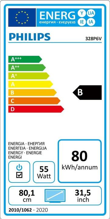 Energy Label Philips P-line 328P6VJEB (3840 x 2160 Pixels, 31.50")
