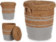 Produktbild Giftdecor Grauer Seegras-Wäschekorb mit Deckel klein