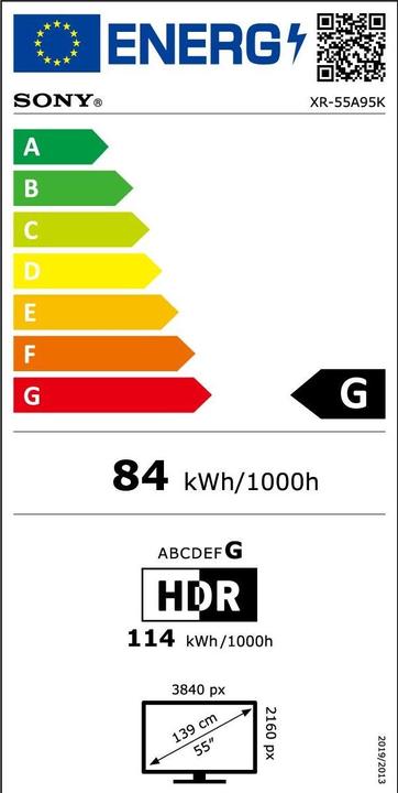 Energie-Label Sony OLED XR-55A95K (55", A95K, QD-OLED, 4K, 2022)