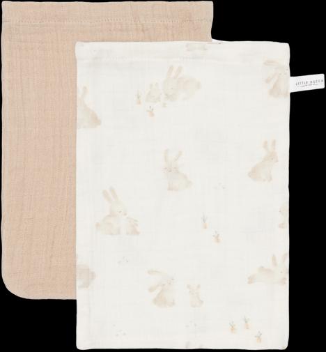 Little Dutch Wash mitt set muslin Baby Bunny / Beige