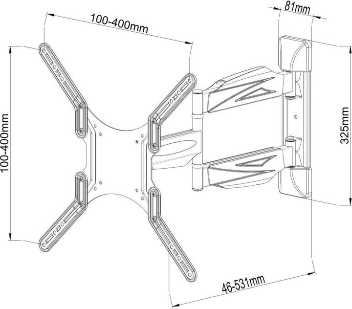 Image du produit Techly Kit de fixation (fourche d'interface, 3 articulations, support mural à bras pivotant) - pour (Mur, 55", 30 kg)