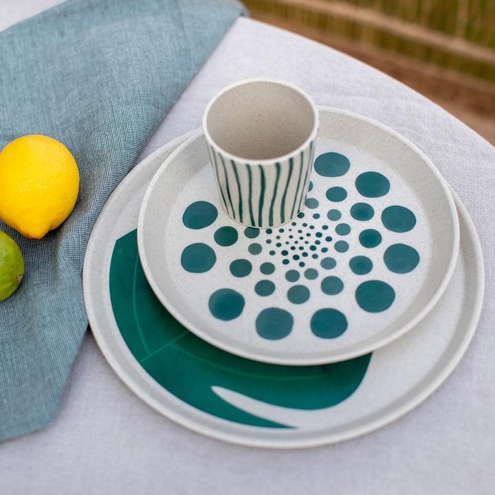 Actual product image Koziol Breakfast & Dessert Plate Connect Monstera 4 pieces (4 x, 20.50 cm)