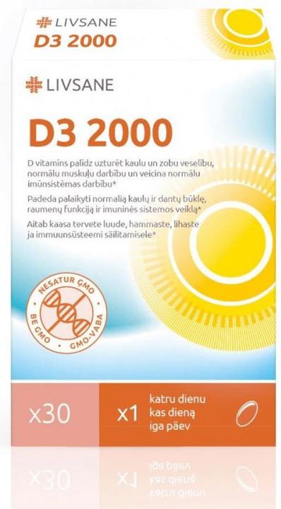 Immagine prodotto Livsane Vitamina D3 2000 Tabl (30 Pezzo/i, Pillole, 21 g)