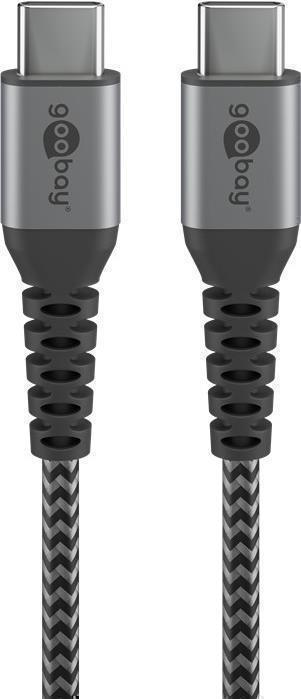 Goobay USB-C cable, textile, metal plug, extra robust (0.50 m, USB 2.0)