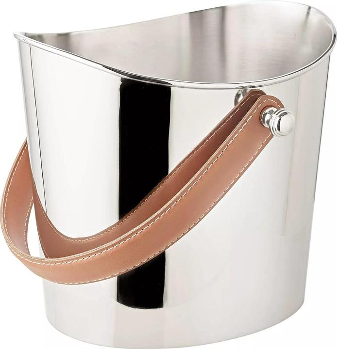 Actual product image Edzard Gilbert stainless steel ice bucket & wine cooler with leather handle 28 x 21 cm