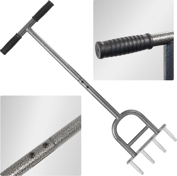 Produktbild Wiltec Hand Aerifizierer Stahl Handaerifizierer T-Griff 4 Zinken Rasenlüfter