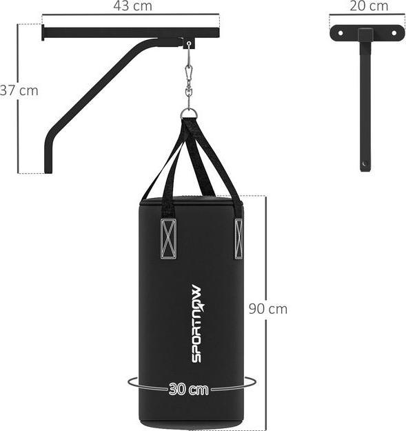 Actual product image Swisshandel24 Boxsack Wandhalterung Boxsack Ständer mit Handschuhen, Stahl, Schwarz